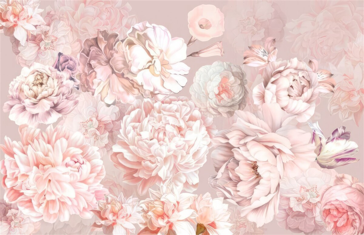 Фотошпалери великі квіти в пастельних тонах
