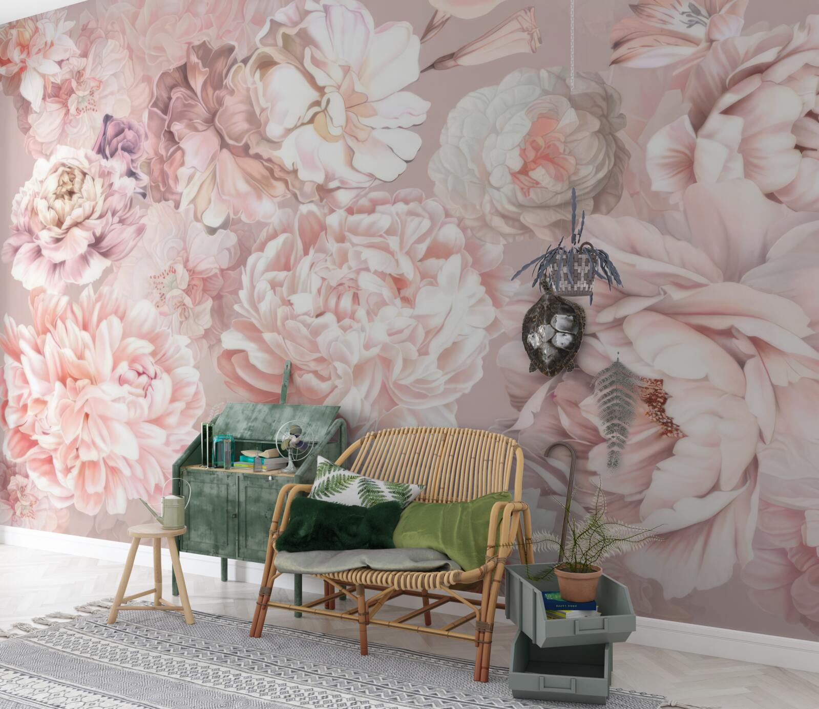 Фотошпалери великі квіти в пастельних тонах