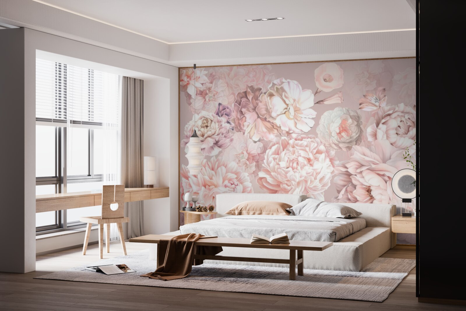 Фотошпалери великі квіти в пастельних тонах