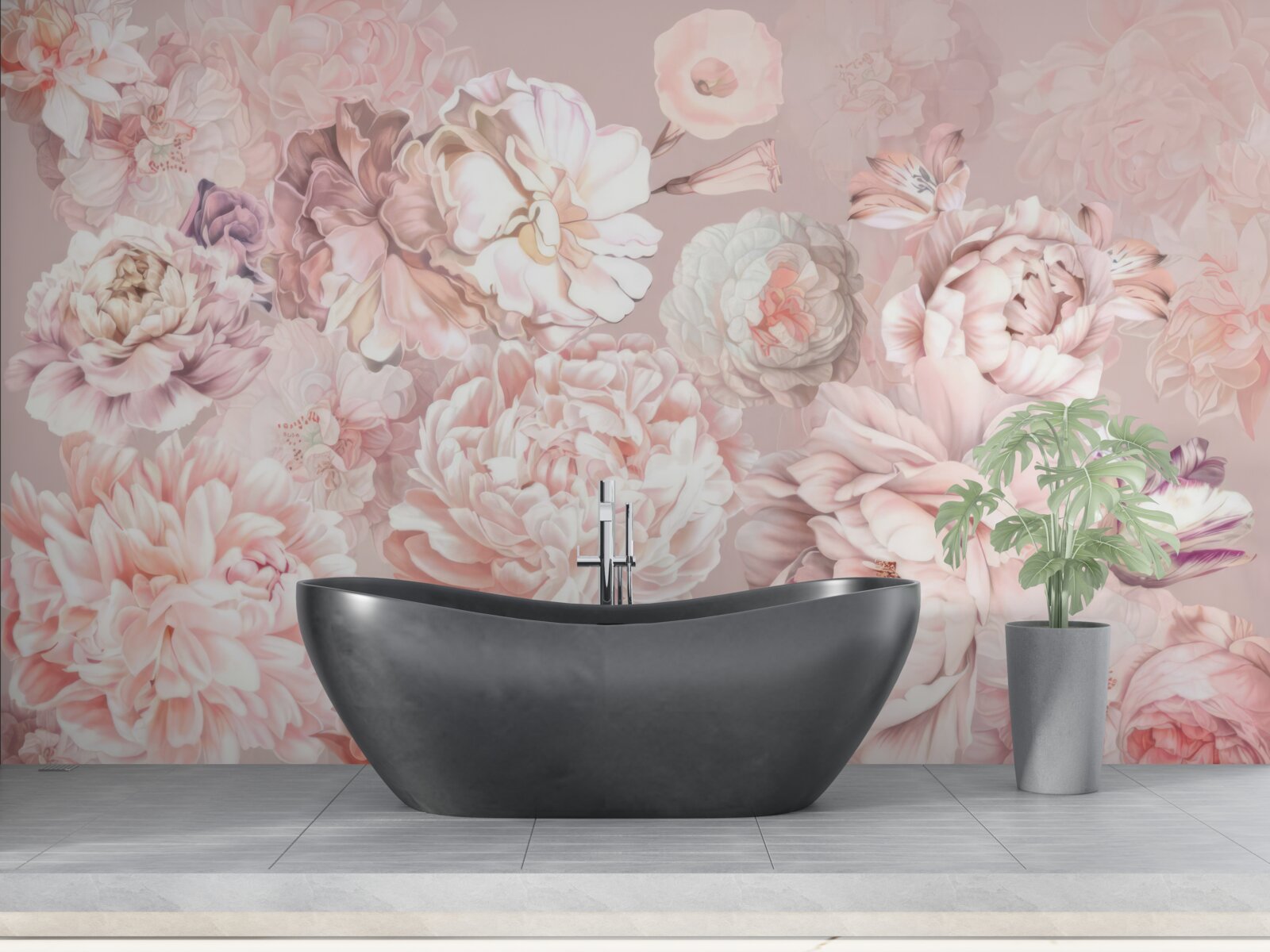 Фотошпалери великі квіти в пастельних тонах