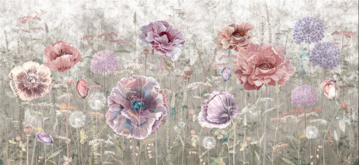 Фотошпалери маки всіх кольорів на лузі