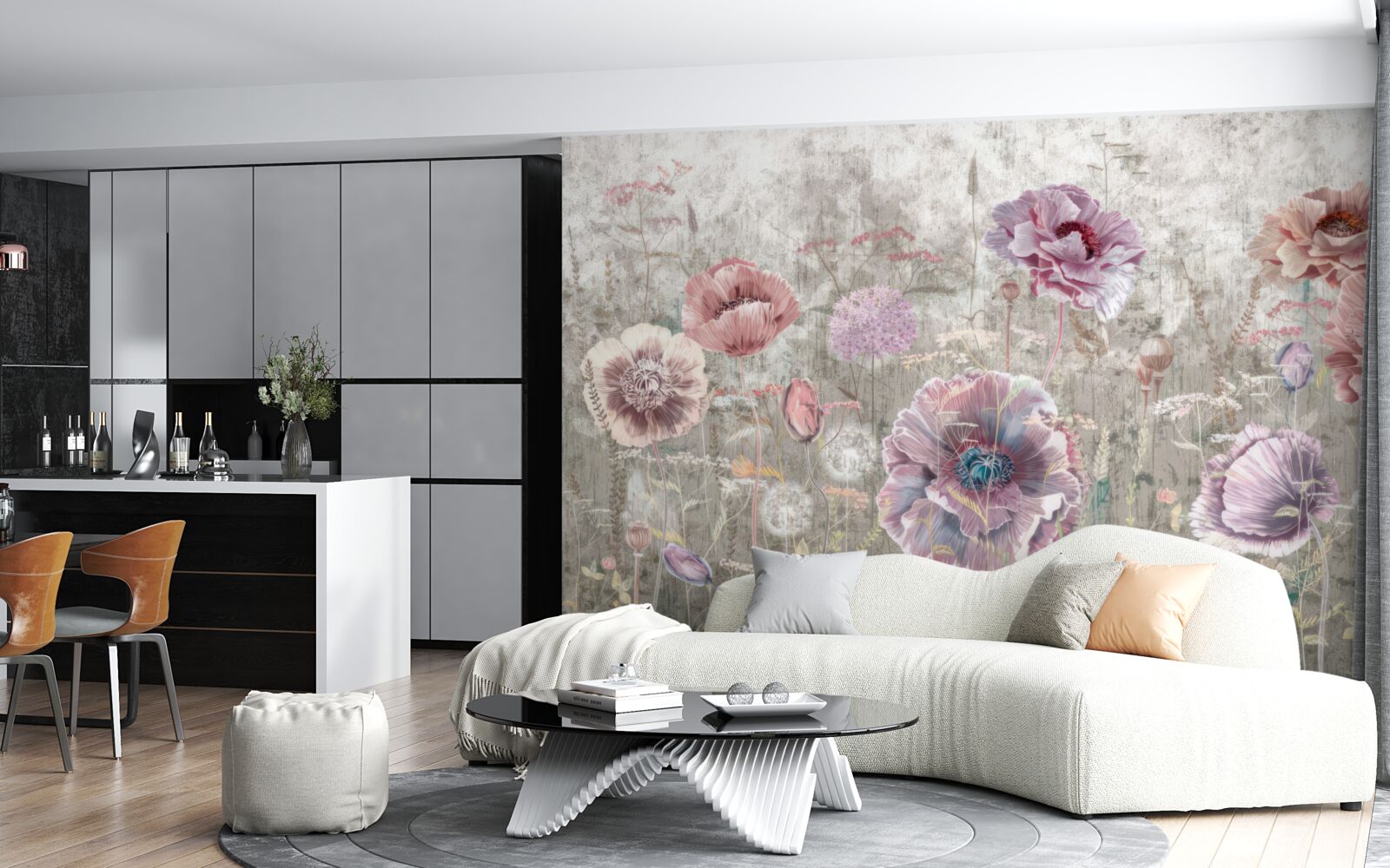 Фотошпалери маки всіх кольорів на лузі