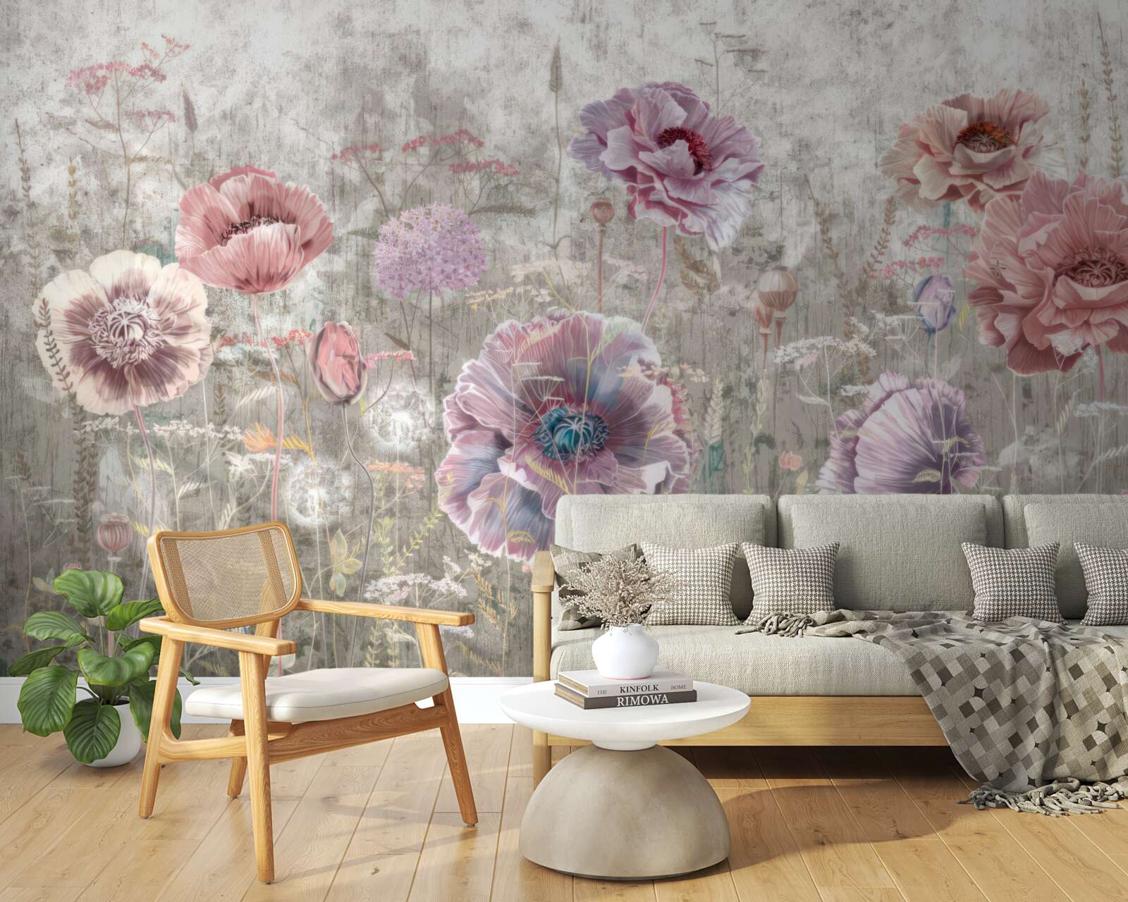 Фотошпалери маки всіх кольорів на лузі