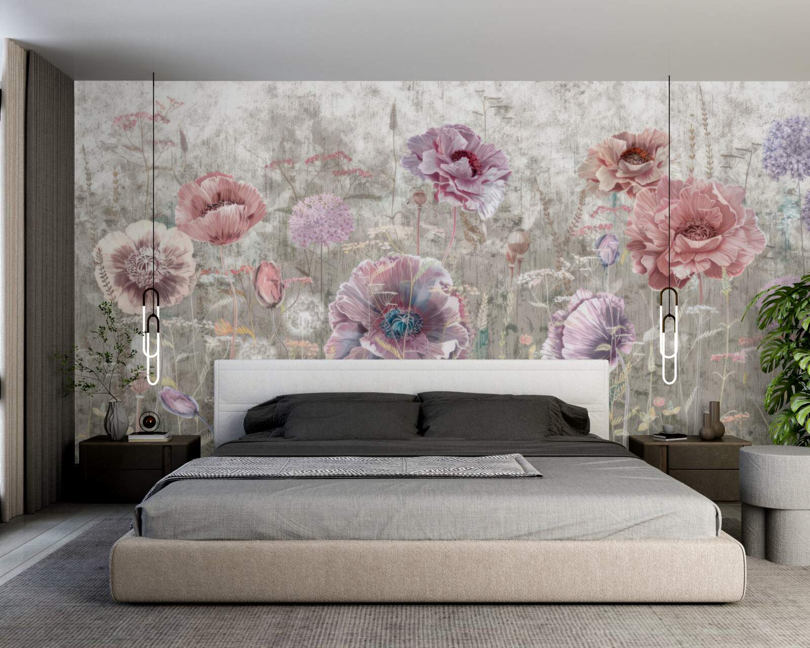 Фотошпалери маки всіх кольорів на лузі