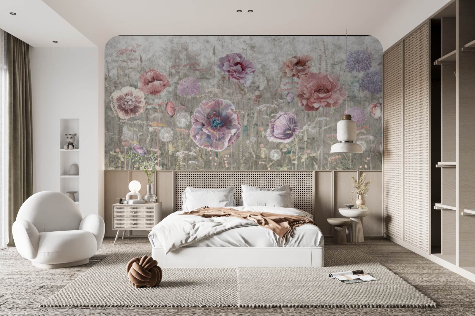 Фотошпалери маки всіх кольорів на лузі