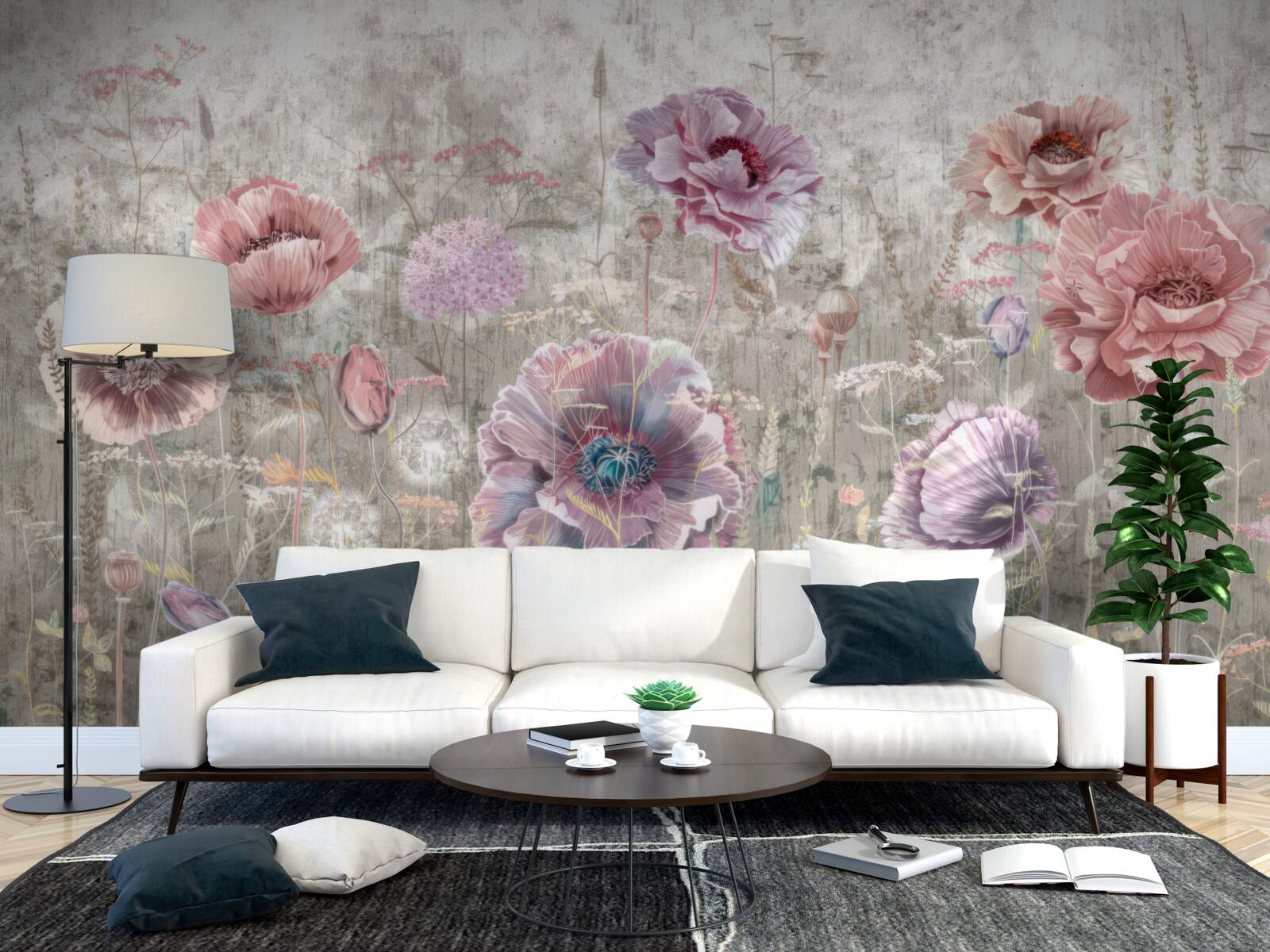 Фотошпалери маки всіх кольорів на лузі