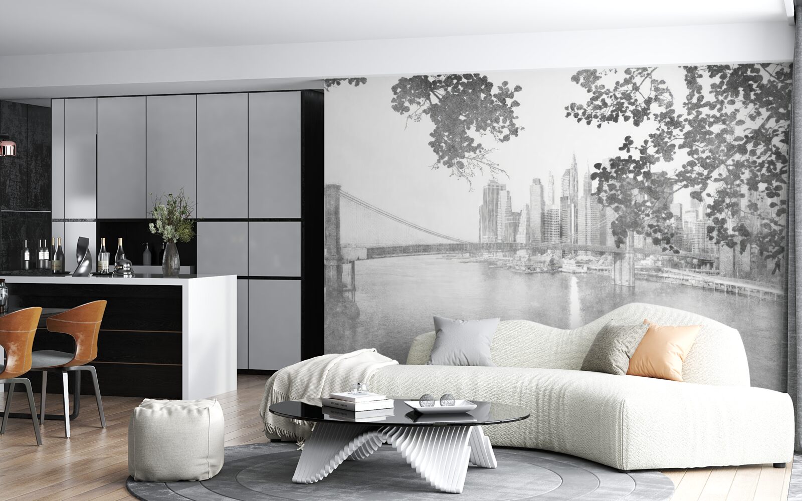 Фотошпалери чорно-білий нью-йорк