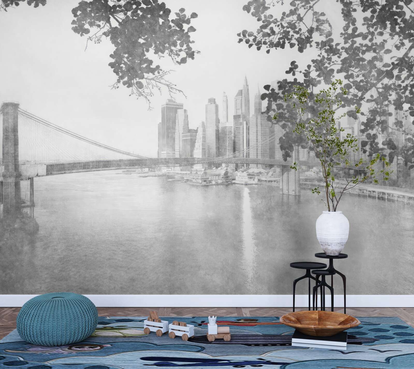 Фотошпалери чорно-білий нью-йорк