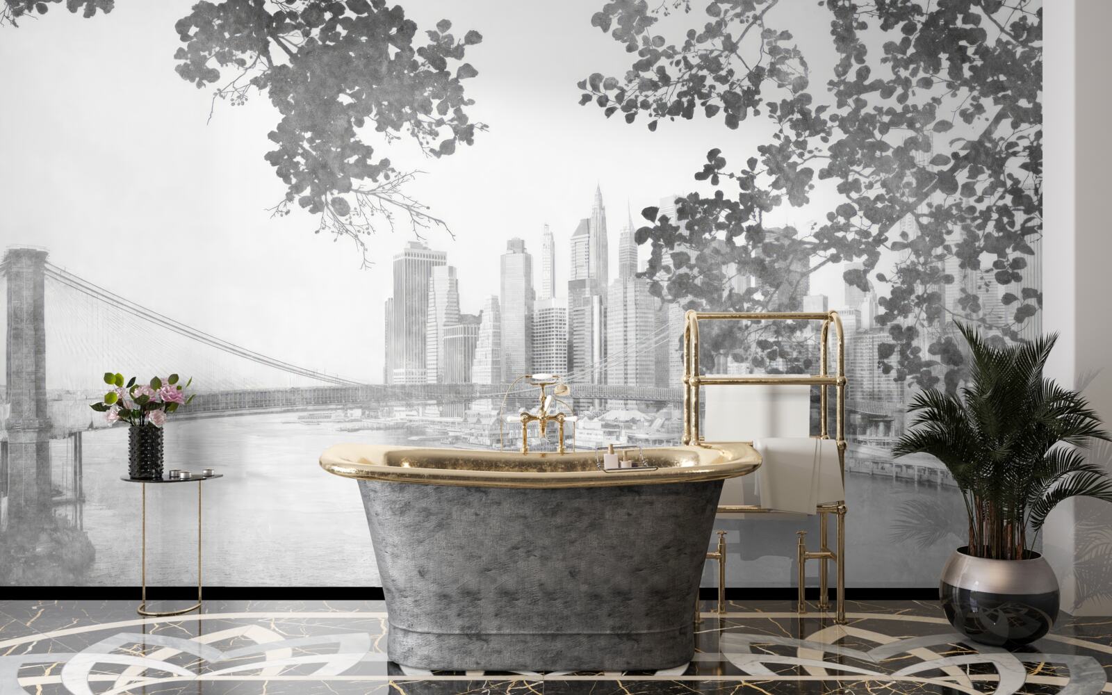 Фотошпалери чорно-білий нью-йорк
