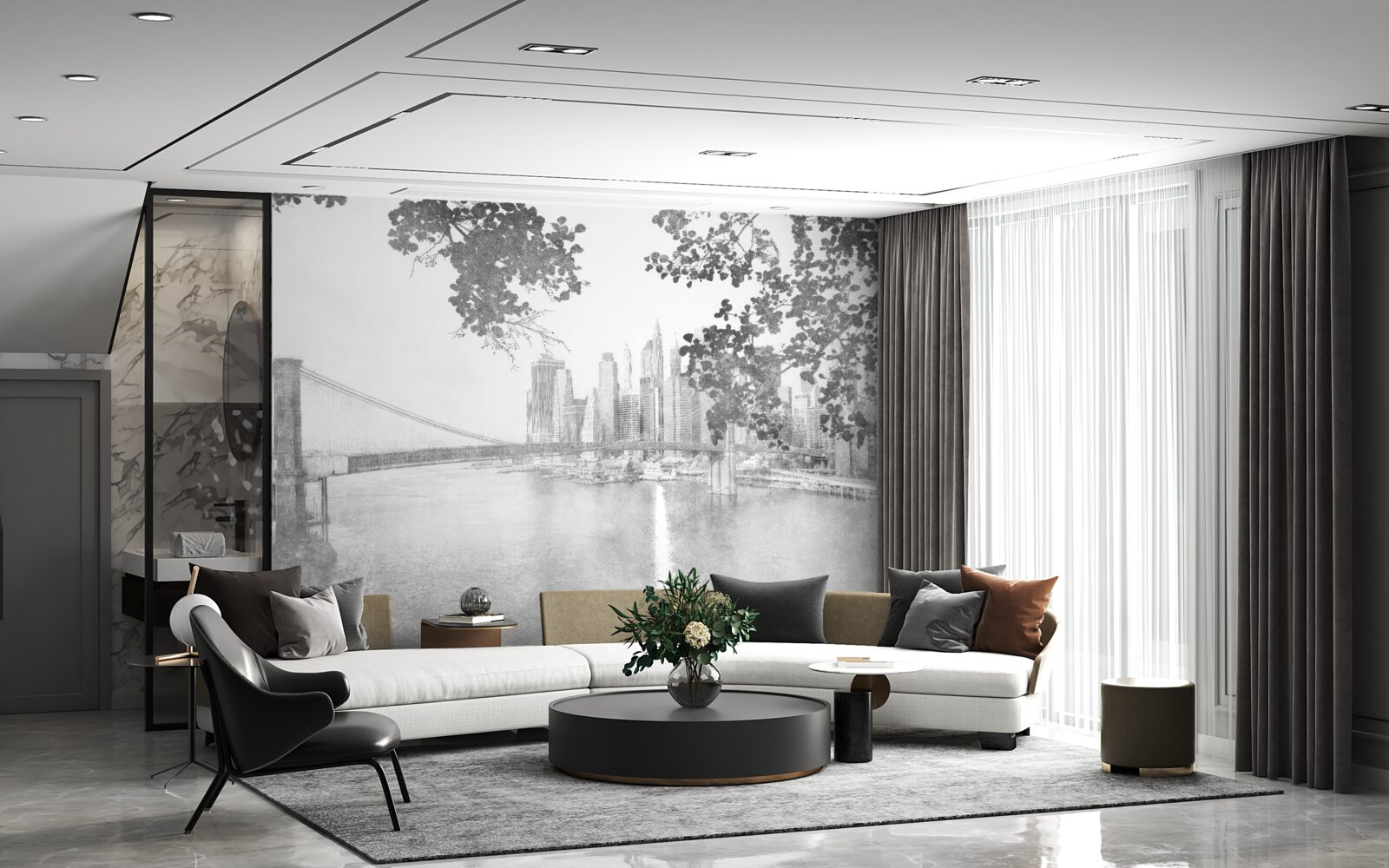 Фотошпалери чорно-білий нью-йорк