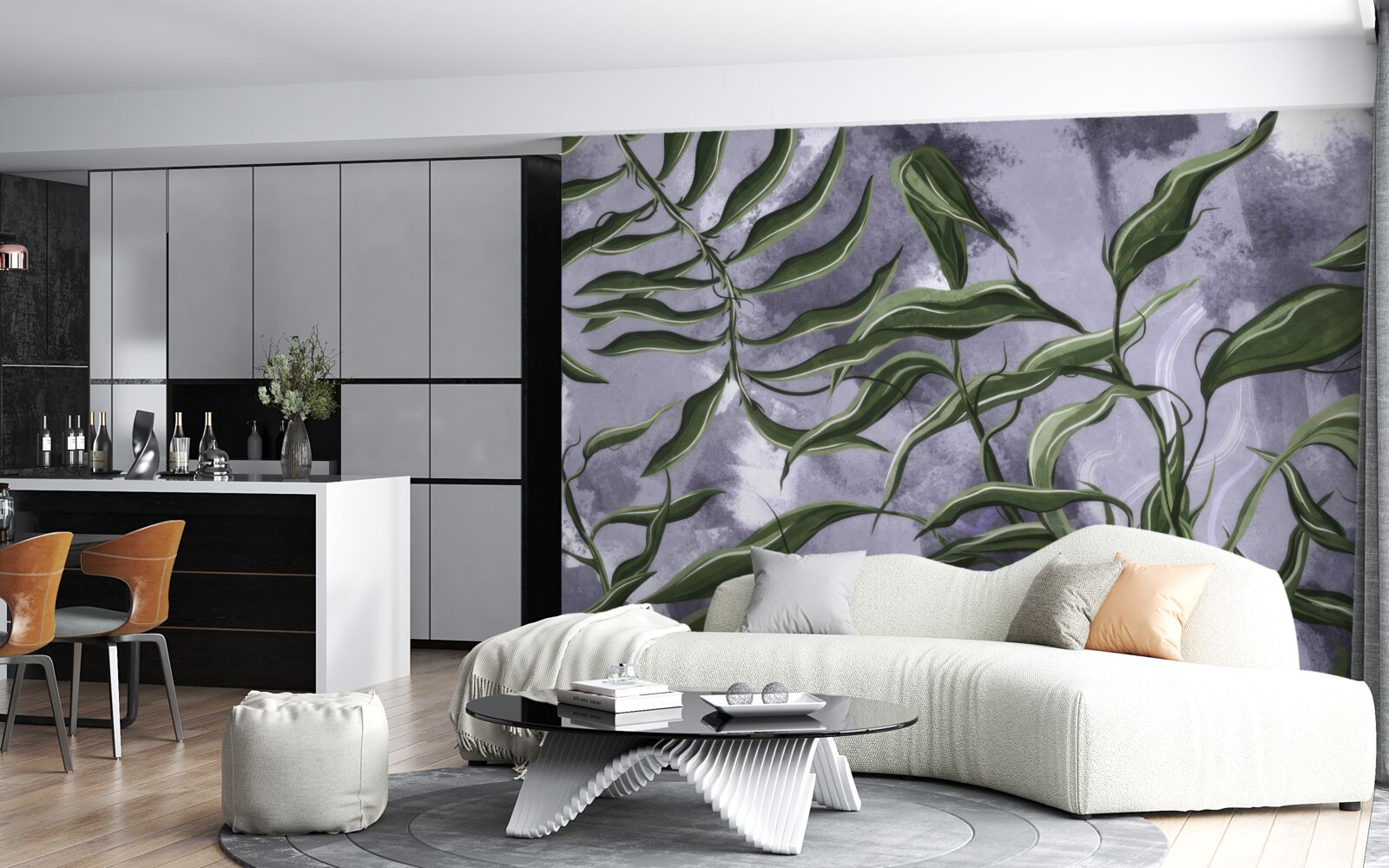 Фотошпалери під водою є зелене листя папороті