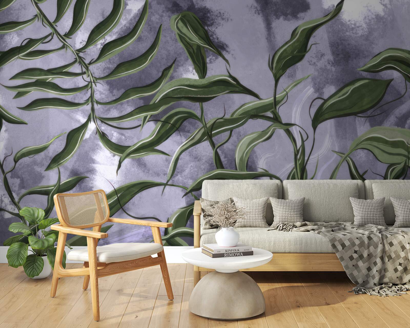 Фотошпалери під водою є зелене листя папороті