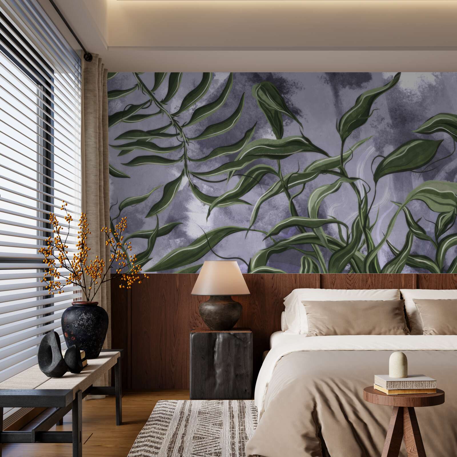 Фотошпалери під водою є зелене листя папороті