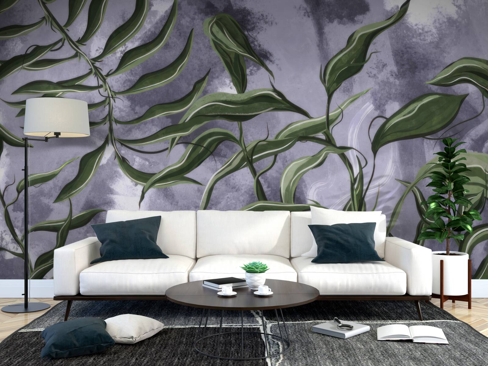 Фотошпалери під водою є зелене листя папороті