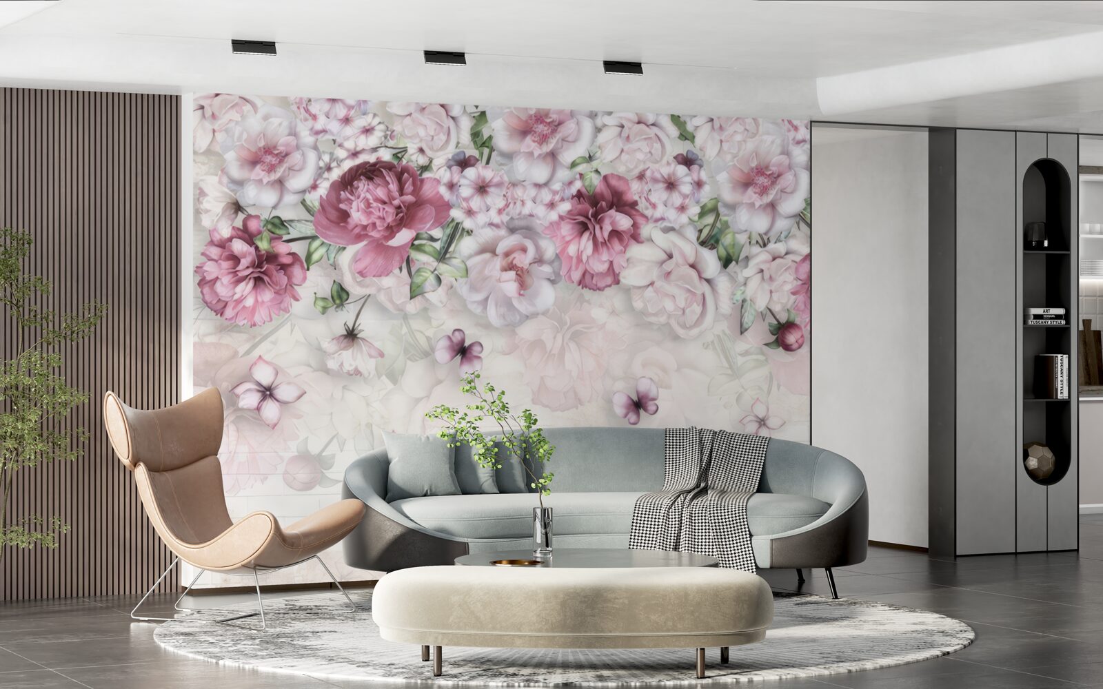 Фотошпалери квітучі півонії насиченого бузкового відтінку