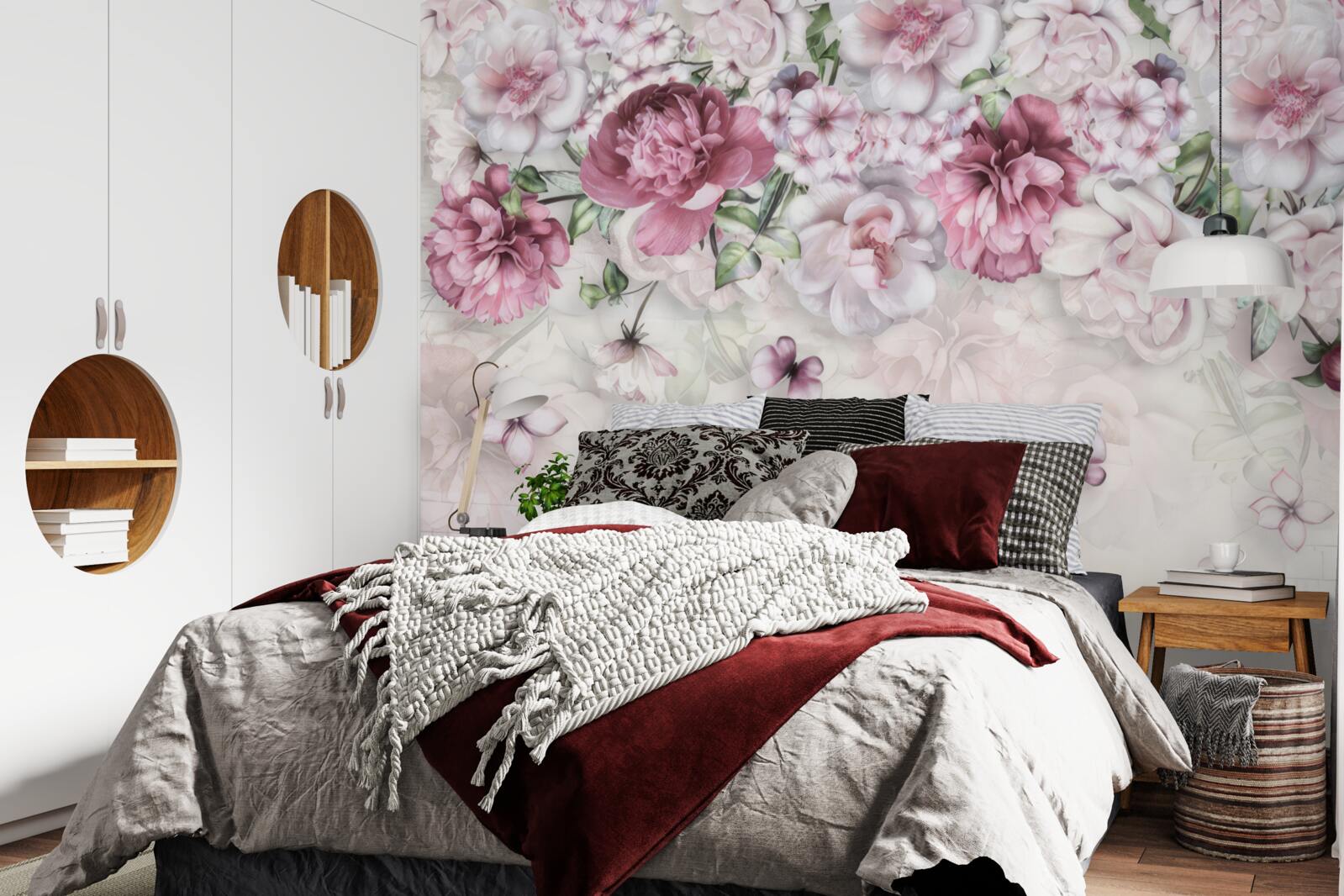 Фотошпалери квітучі півонії насиченого бузкового відтінку