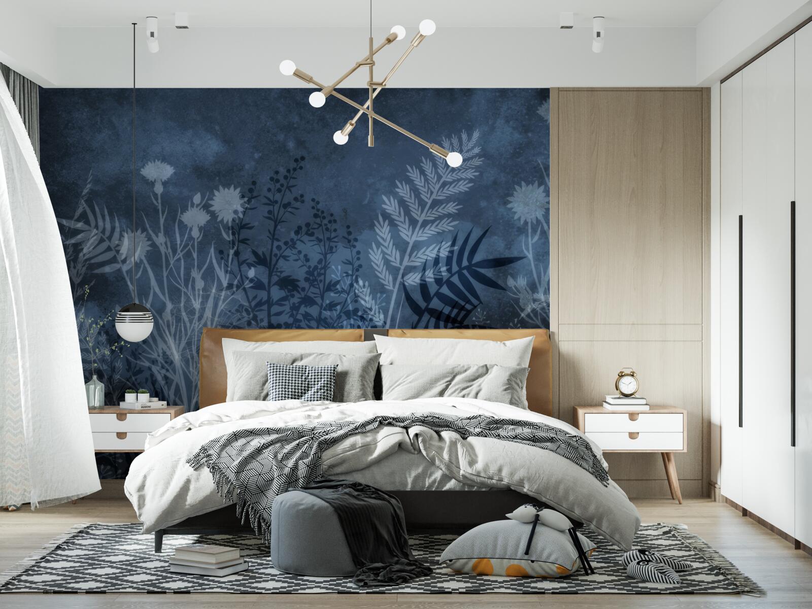 Фотошпалери нічний місяць освітлює луг і рослини