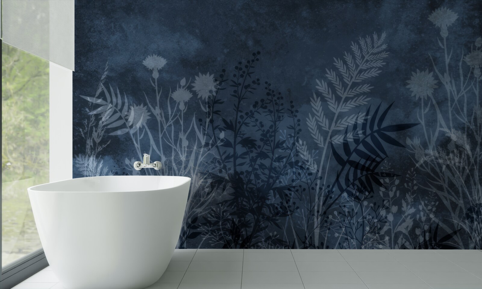 Фотошпалери нічний місяць освітлює луг і рослини