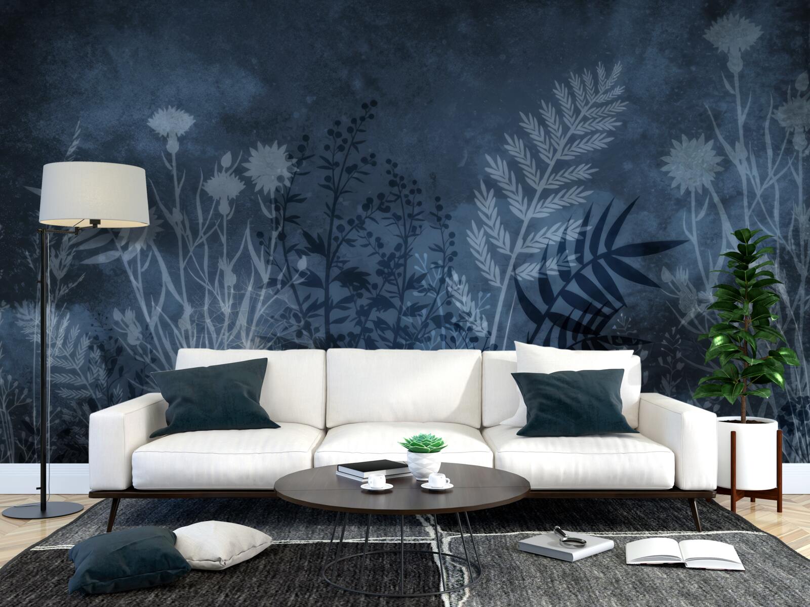 Фотошпалери нічний місяць освітлює луг і рослини