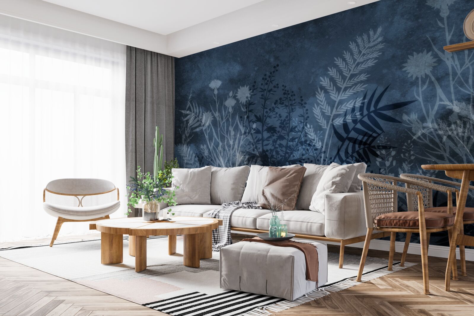 Фотошпалери нічний місяць освітлює луг і рослини