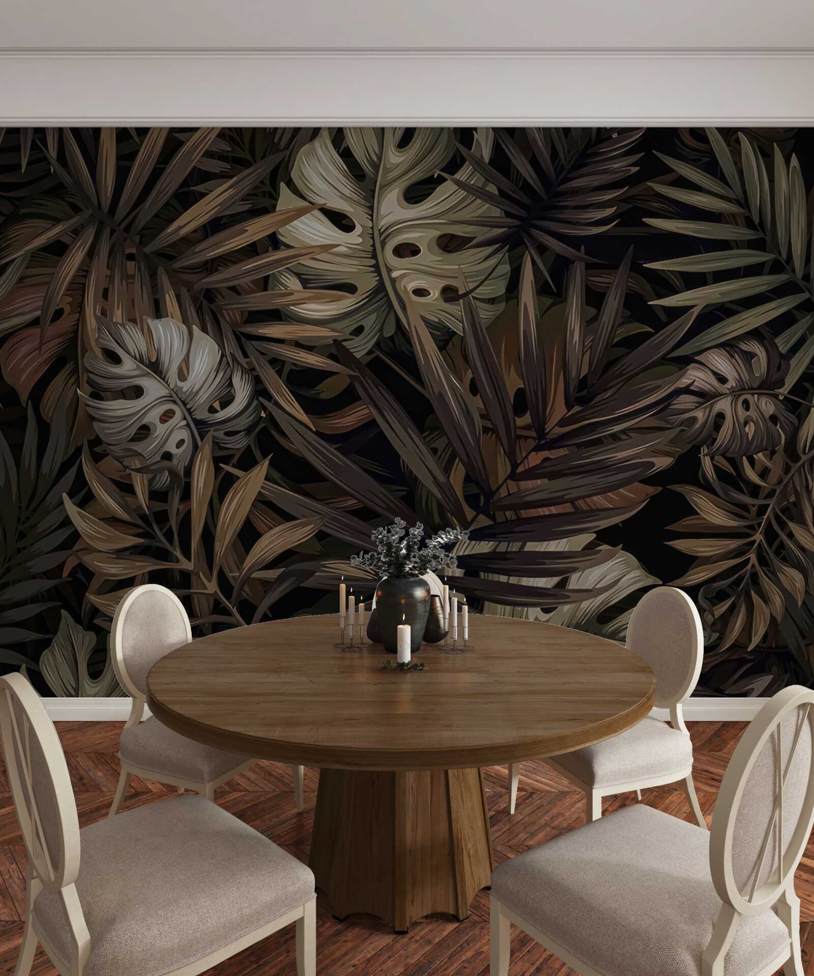 Фотошпалери тропічне листя вночі