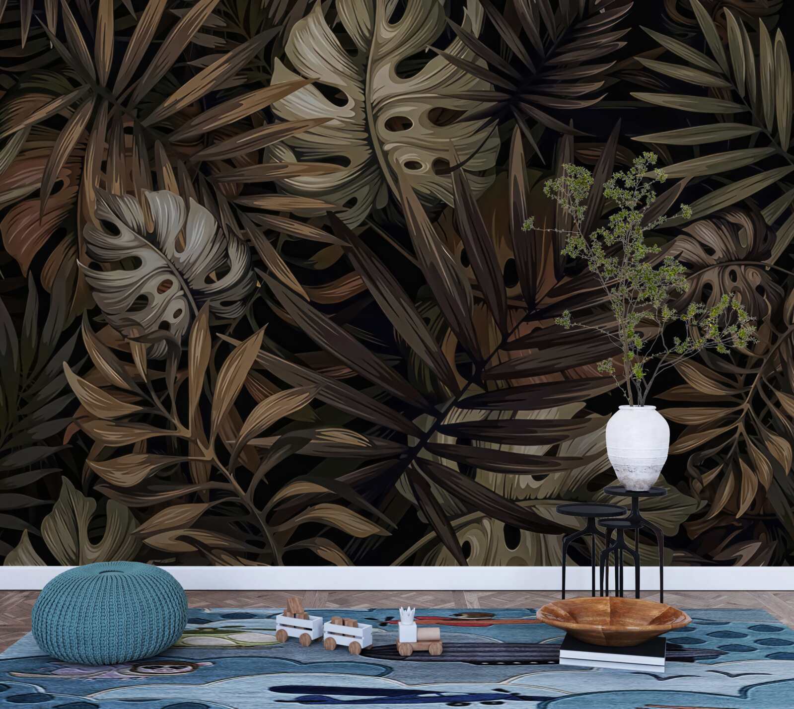 Фотошпалери тропічне листя вночі