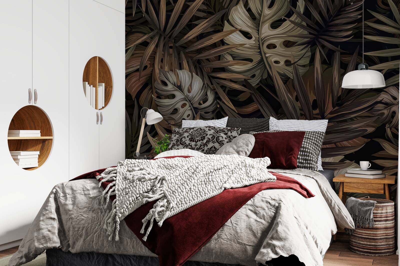 Фотошпалери тропічне листя вночі