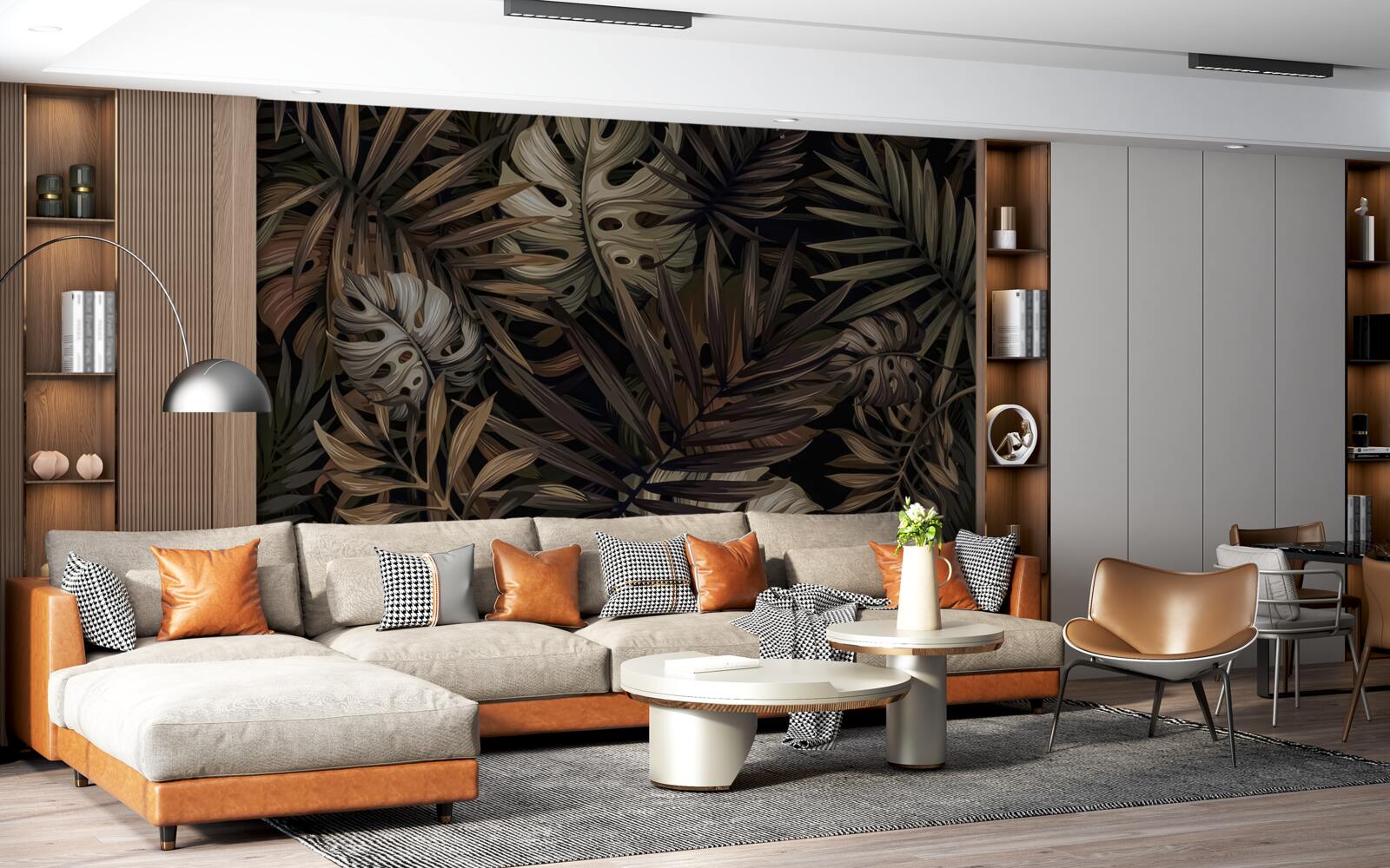 Фотошпалери тропічне листя вночі