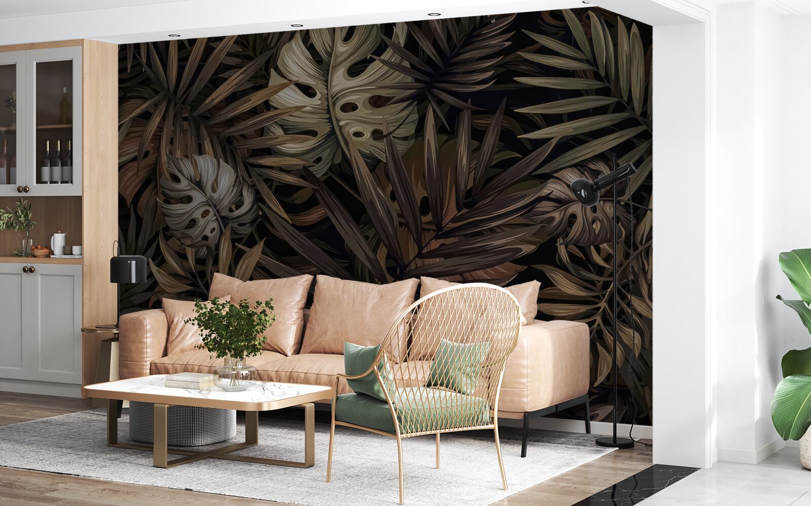 Фотошпалери тропічне листя вночі