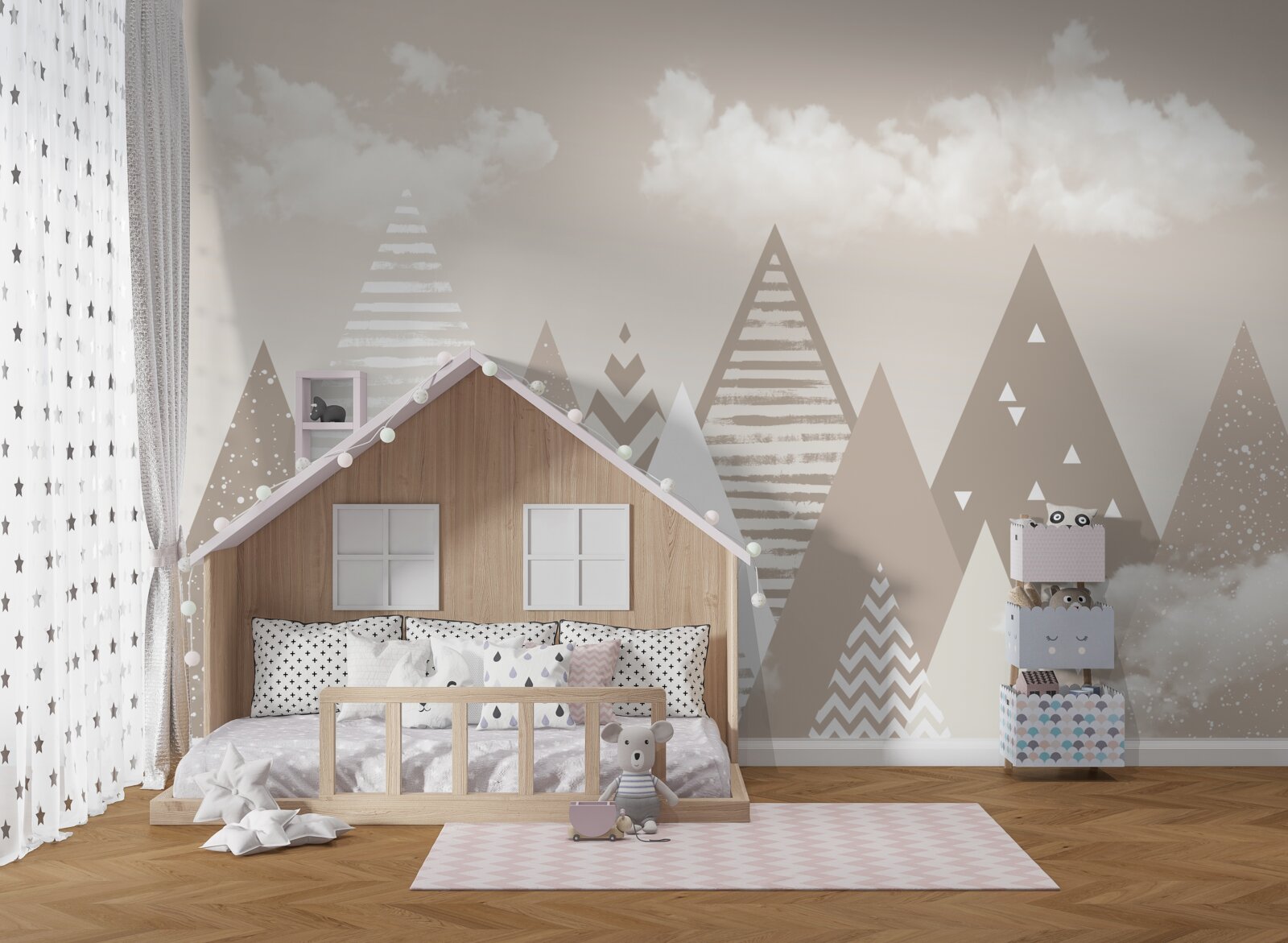 Фотошпалери хмарні гори в абстракції