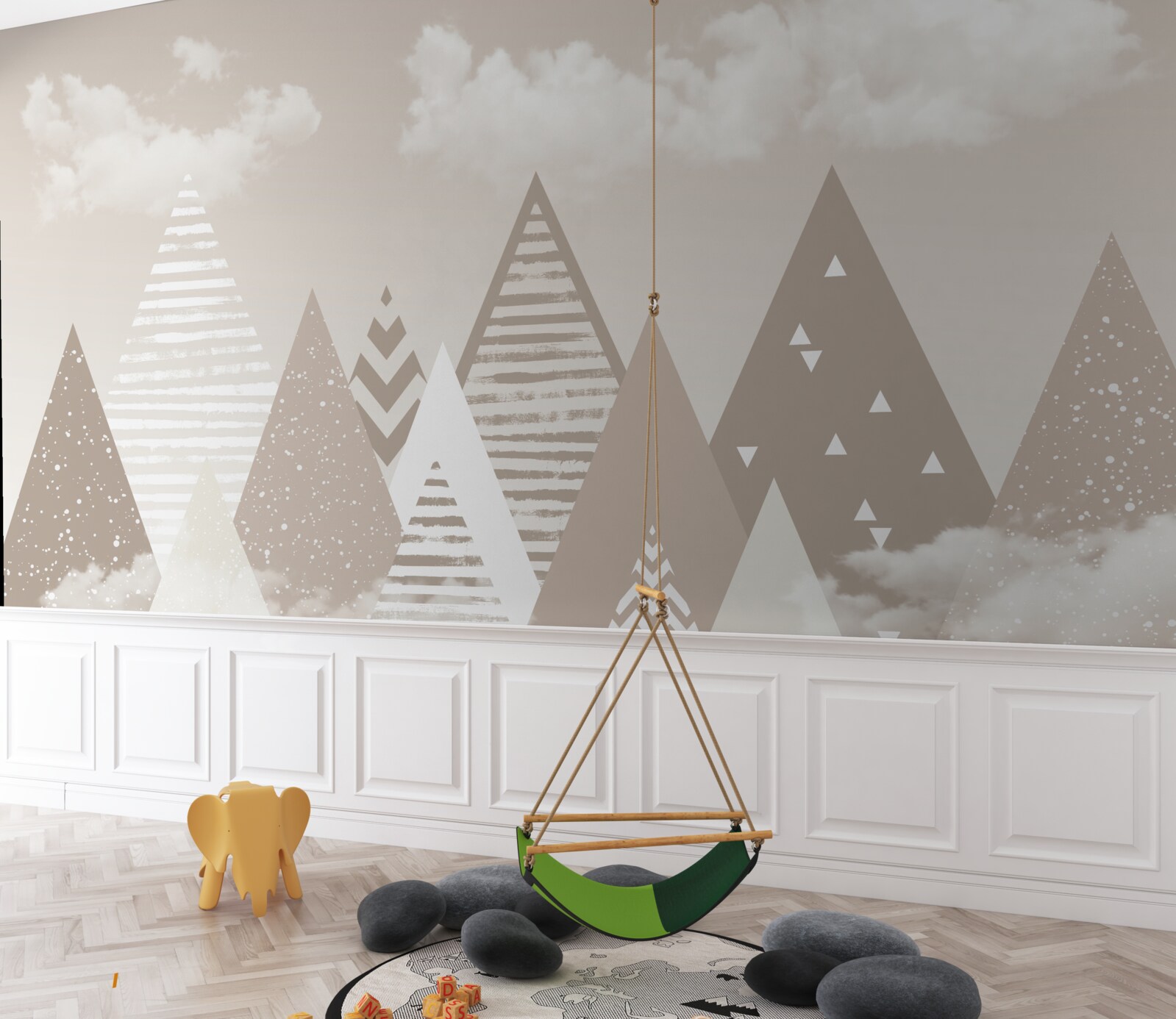 Фотошпалери хмарні гори в абстракції