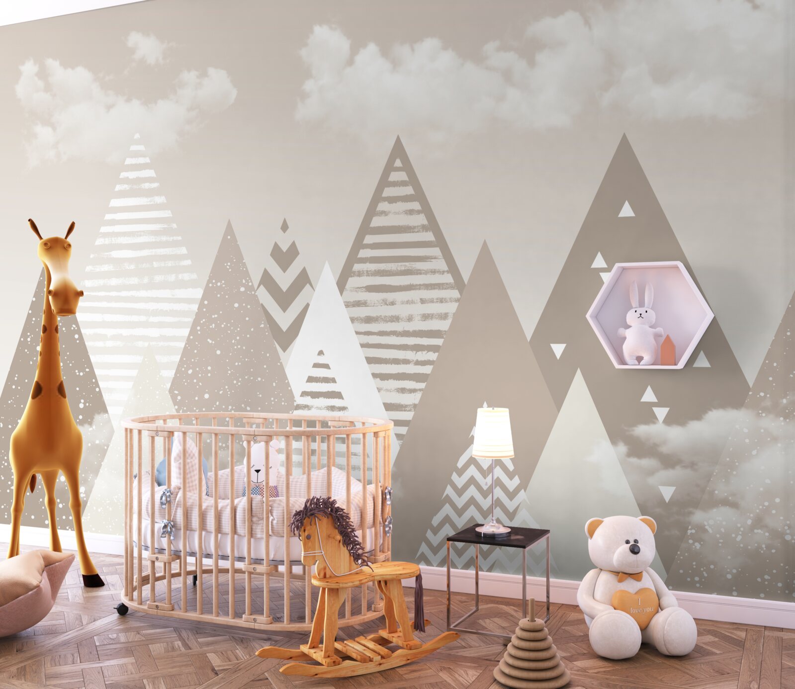 Фотошпалери хмарні гори в абстракції