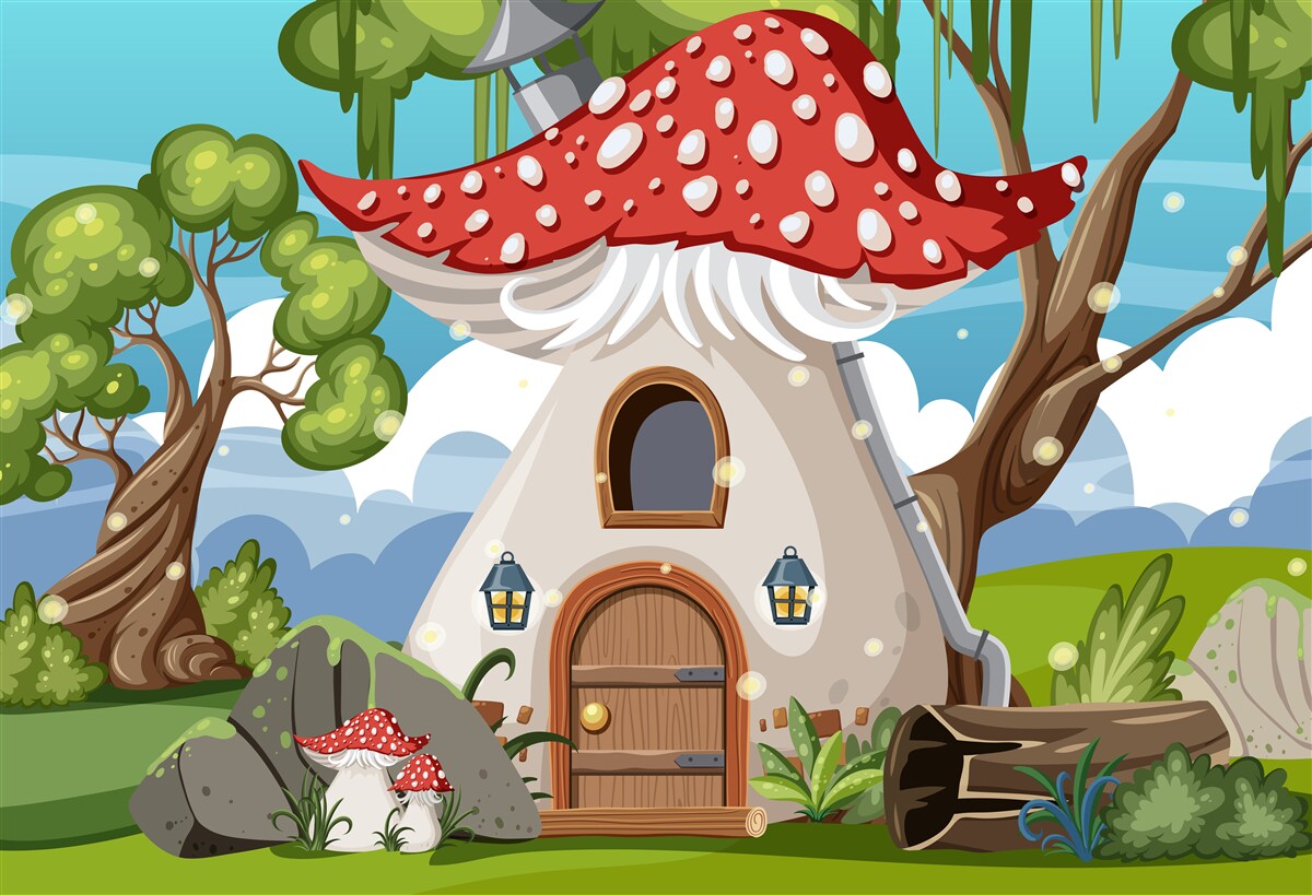 Фотошпалери чарівний грибний будиночок у пустелі