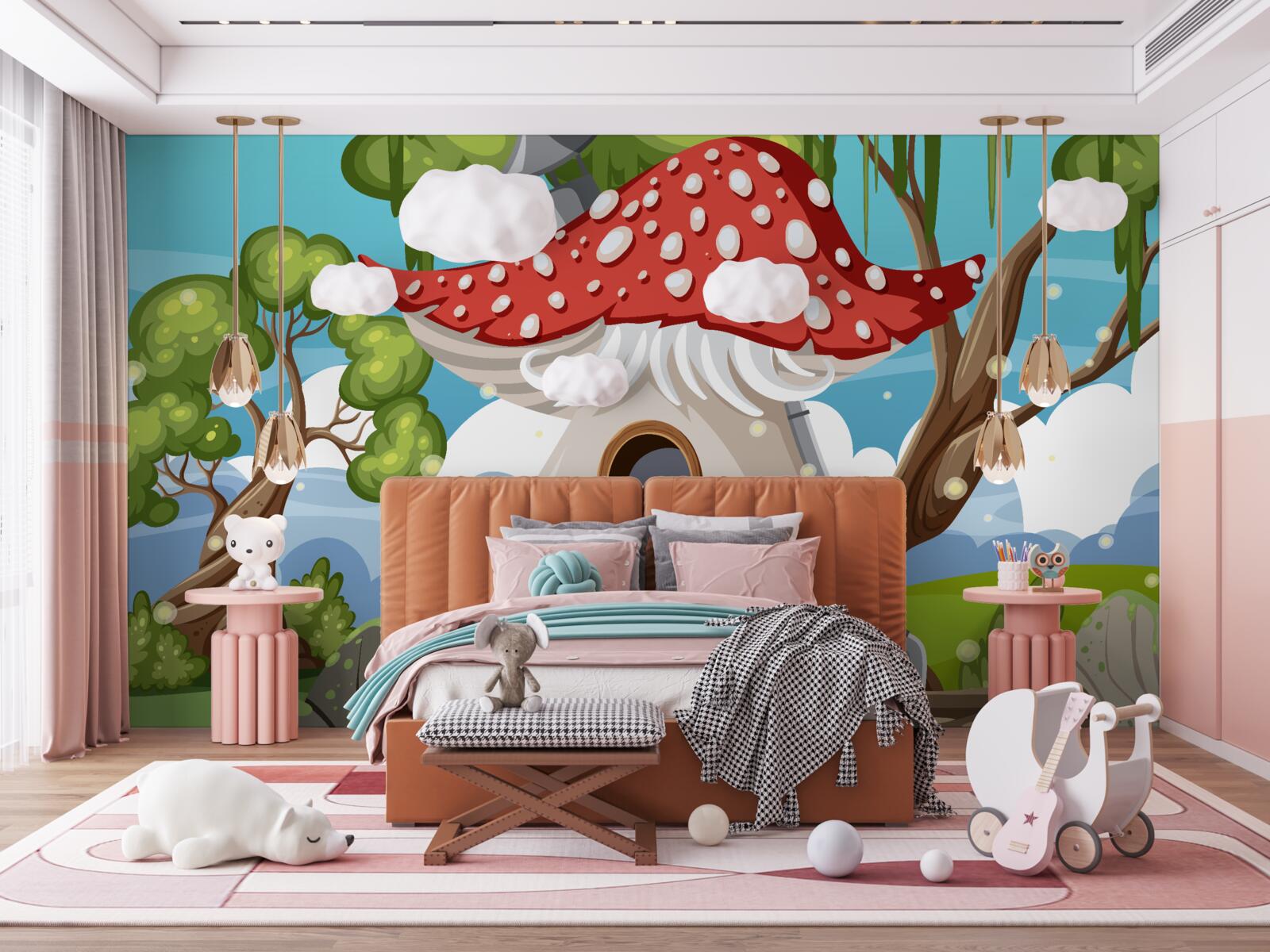 Фотошпалери чарівний грибний будиночок у пустелі