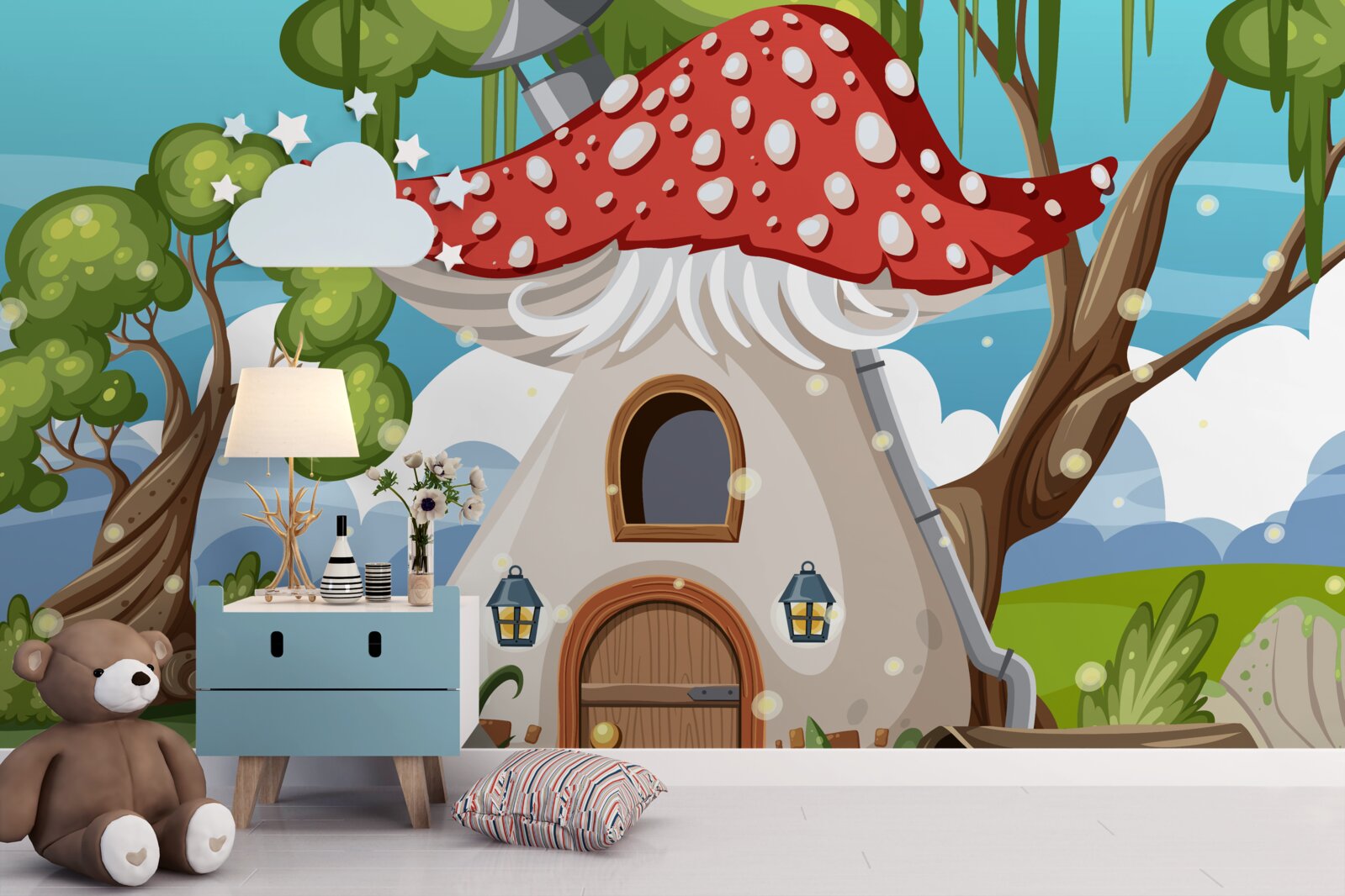 Фотошпалери чарівний грибний будиночок у пустелі