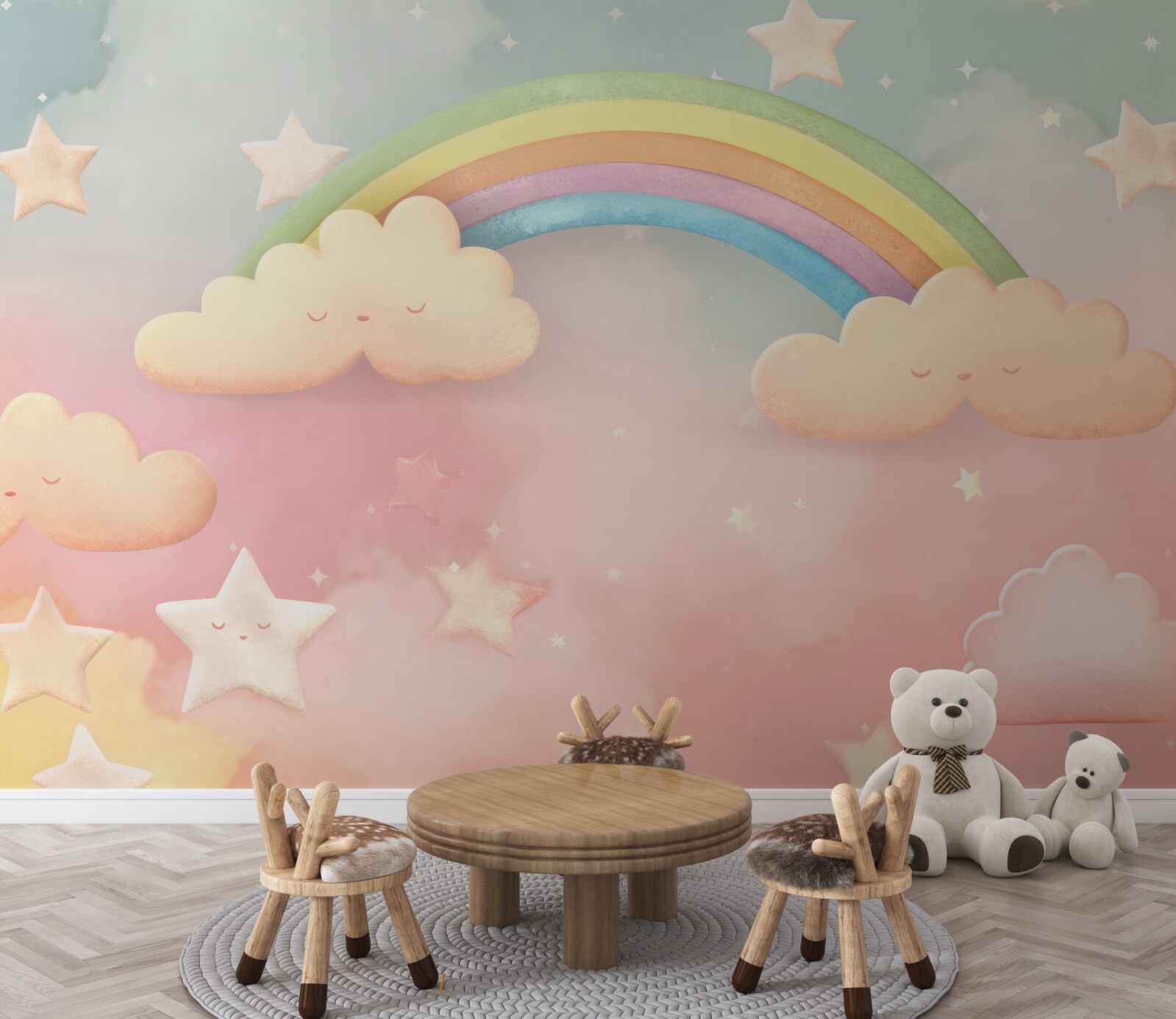 Фотошпалери величезна веселка на зоряному небі