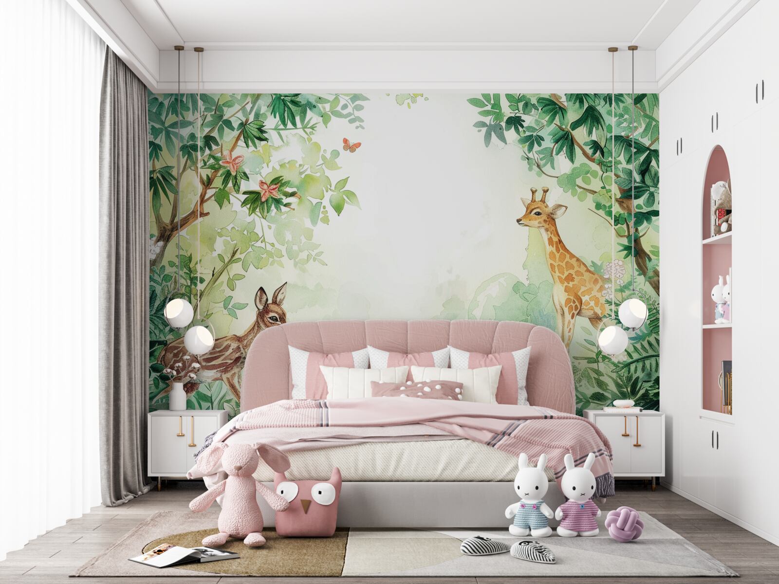 Фотошпалери Жираф і олень дивляться один на одного