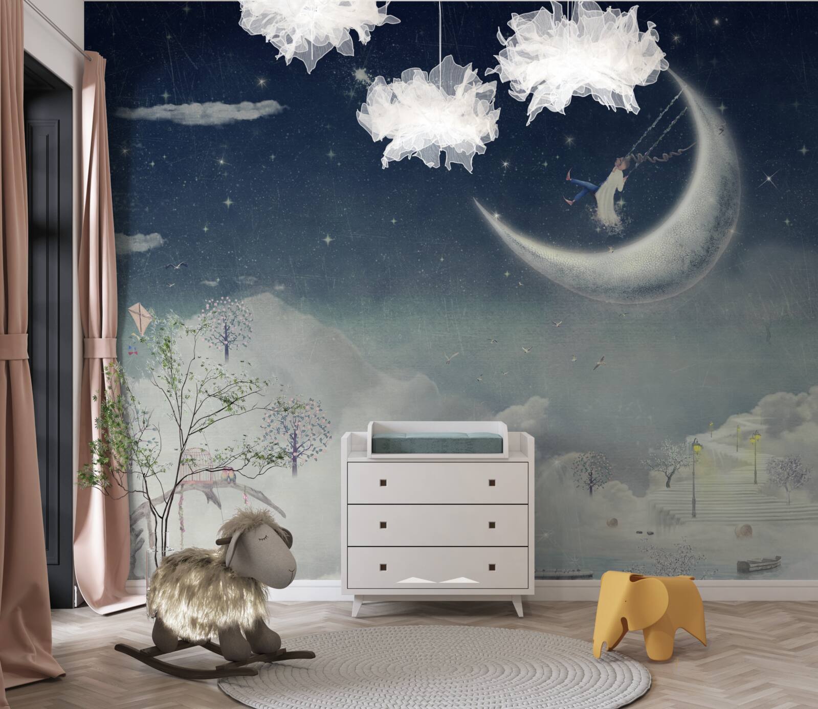 Фотошпалери вечірня прогулянка при місячному сяйві