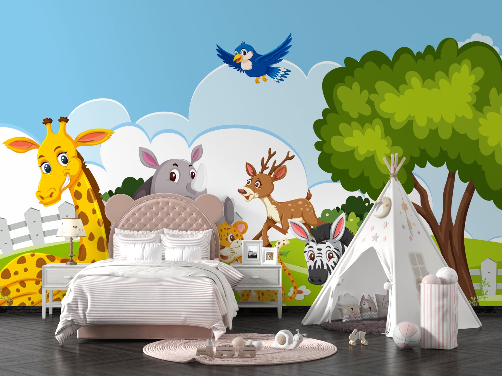 Фотошпалери молода компанія відпочиває на галявині