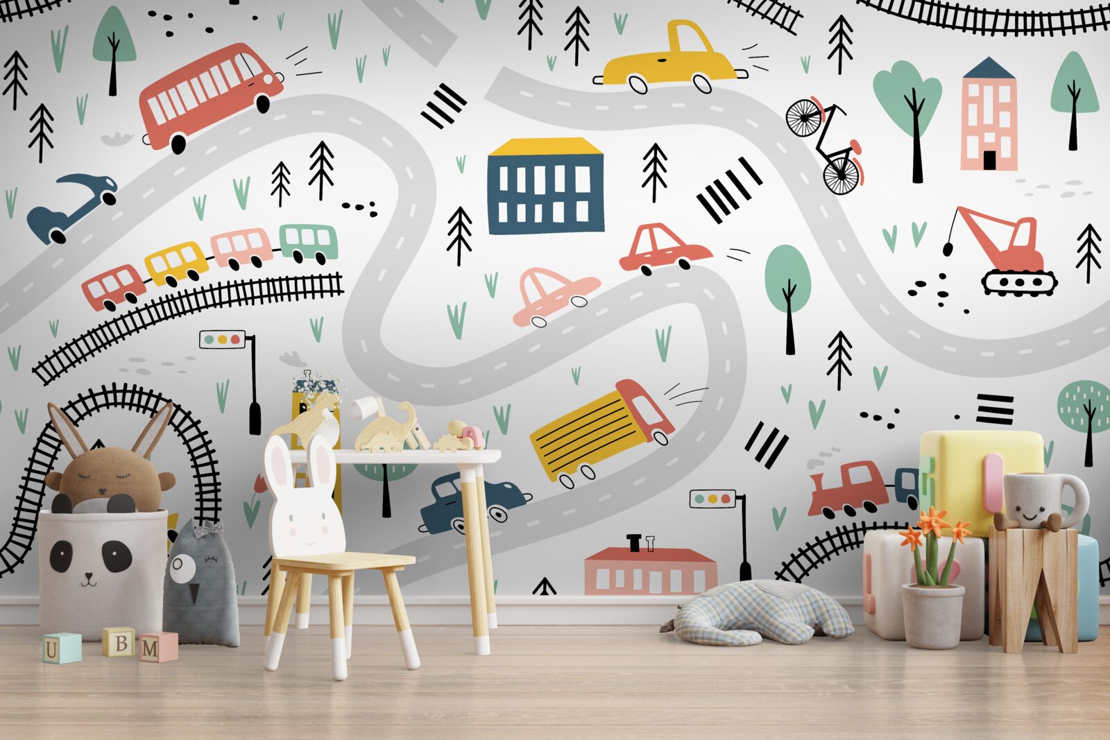 Фотошпалери населений пункт з вулицями та транспортною системою