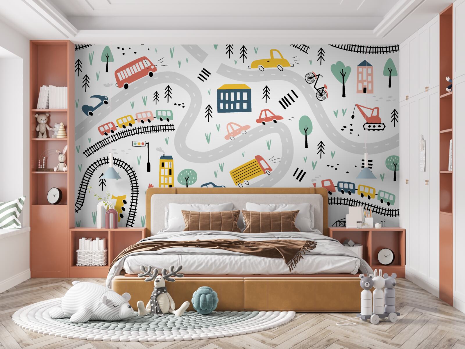 Фотошпалери населений пункт з вулицями та транспортною системою