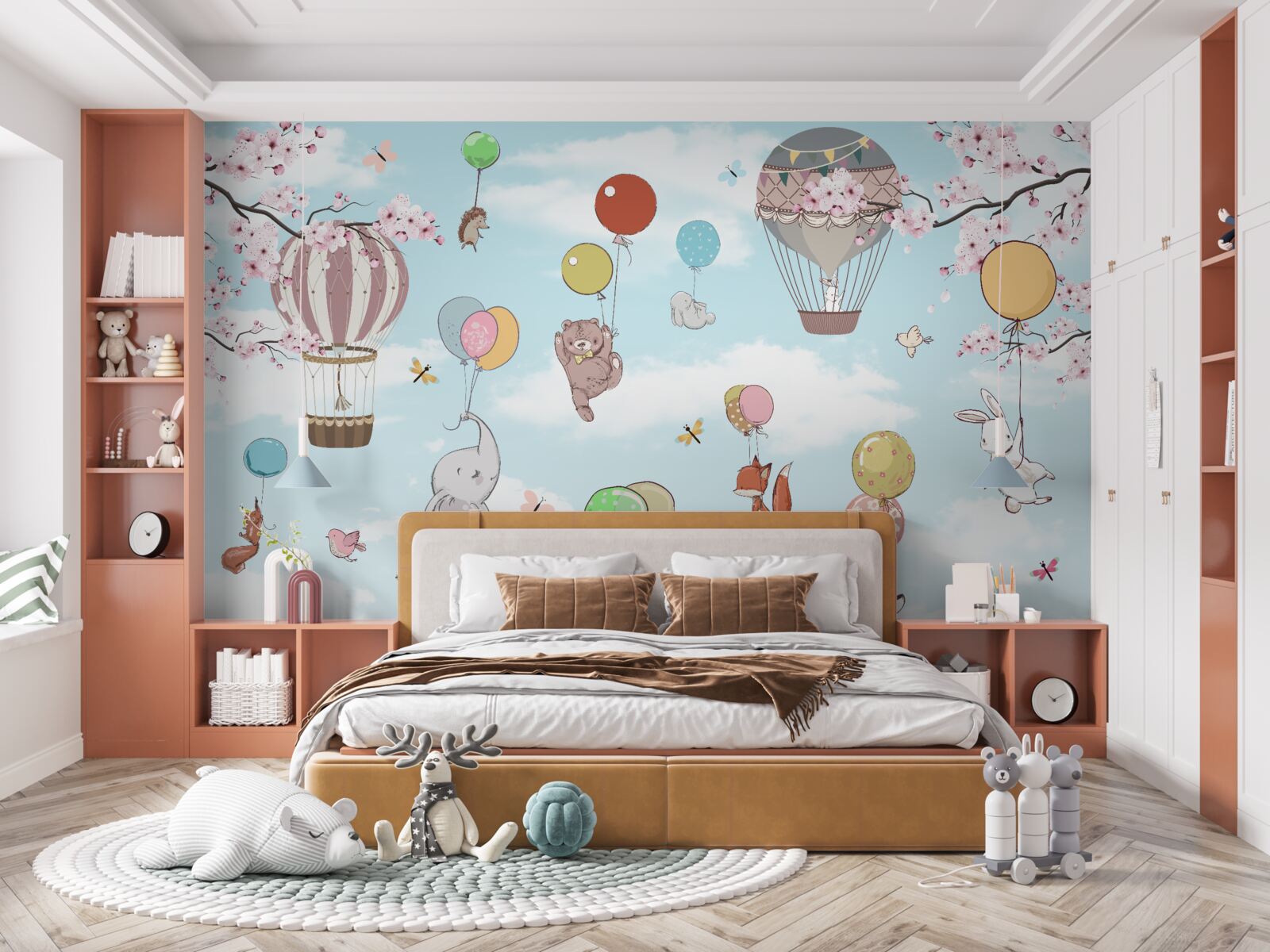 Фотошпалери подорожувати на повітряних кулях із зображеннями тварин