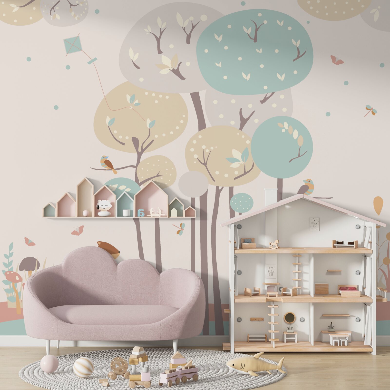 Фотошпалери білки шукають будиночок на дереві