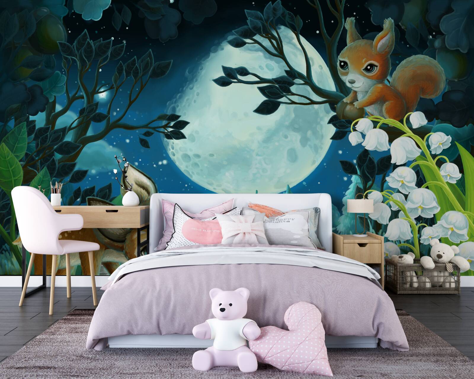 Фотошпалери олень бажає білці доброї ночі