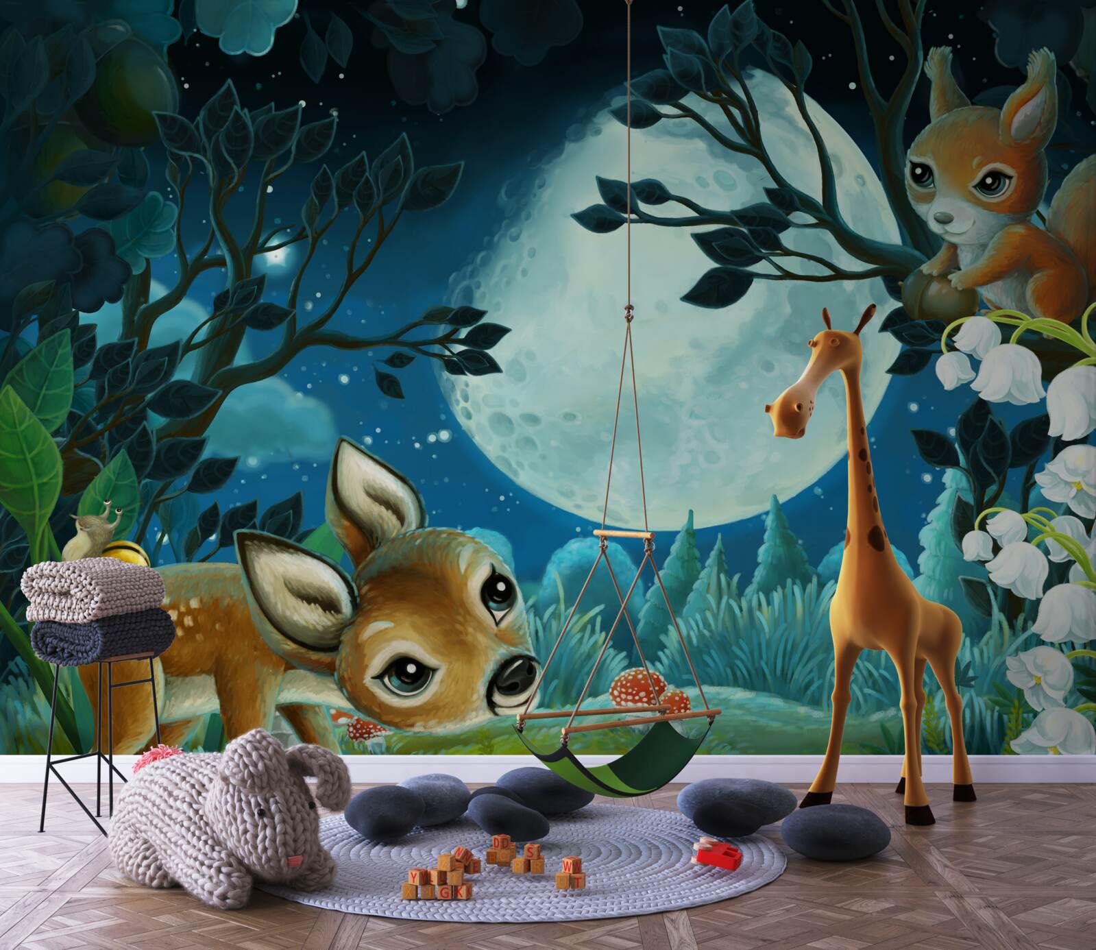 Фотошпалери олень бажає білці доброї ночі