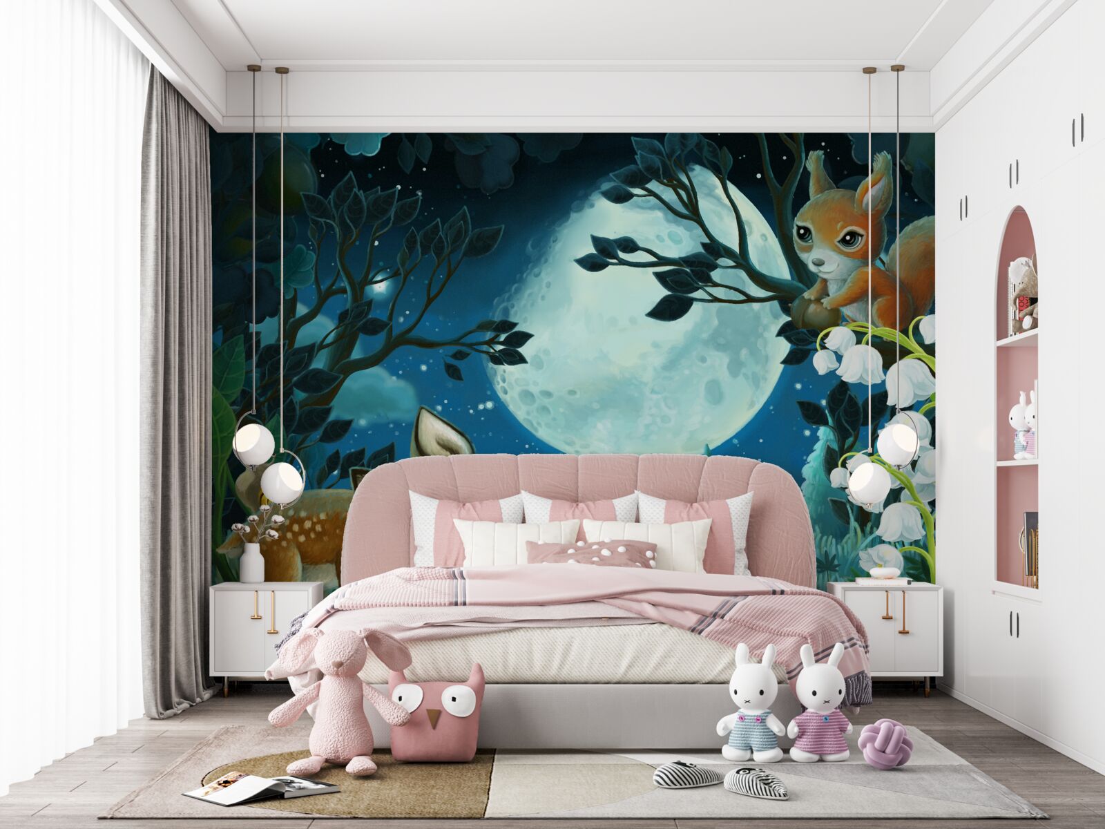 Фотошпалери олень бажає білці доброї ночі