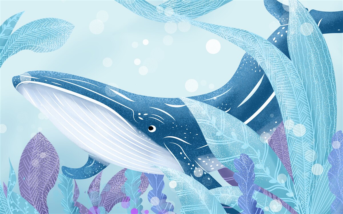 Фотошпалери величезний кашалот ховається в листі