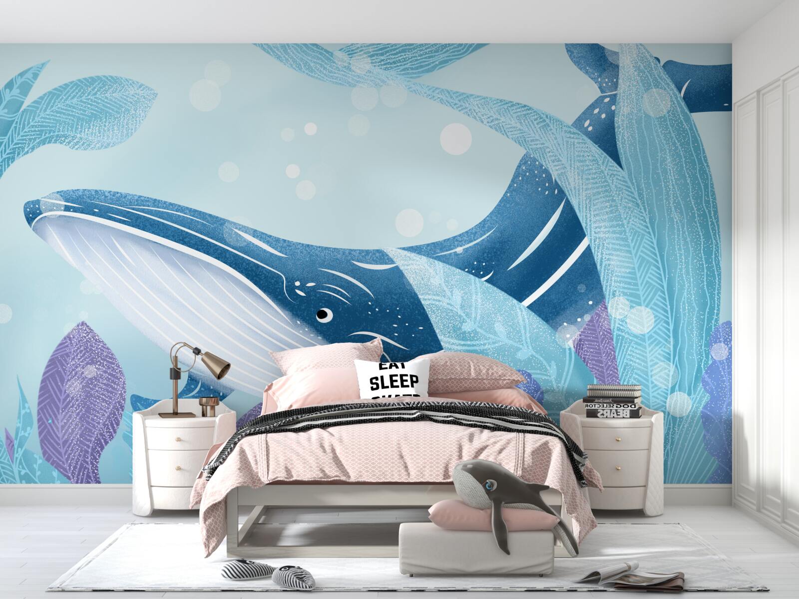 Фотошпалери величезний кашалот ховається в листі