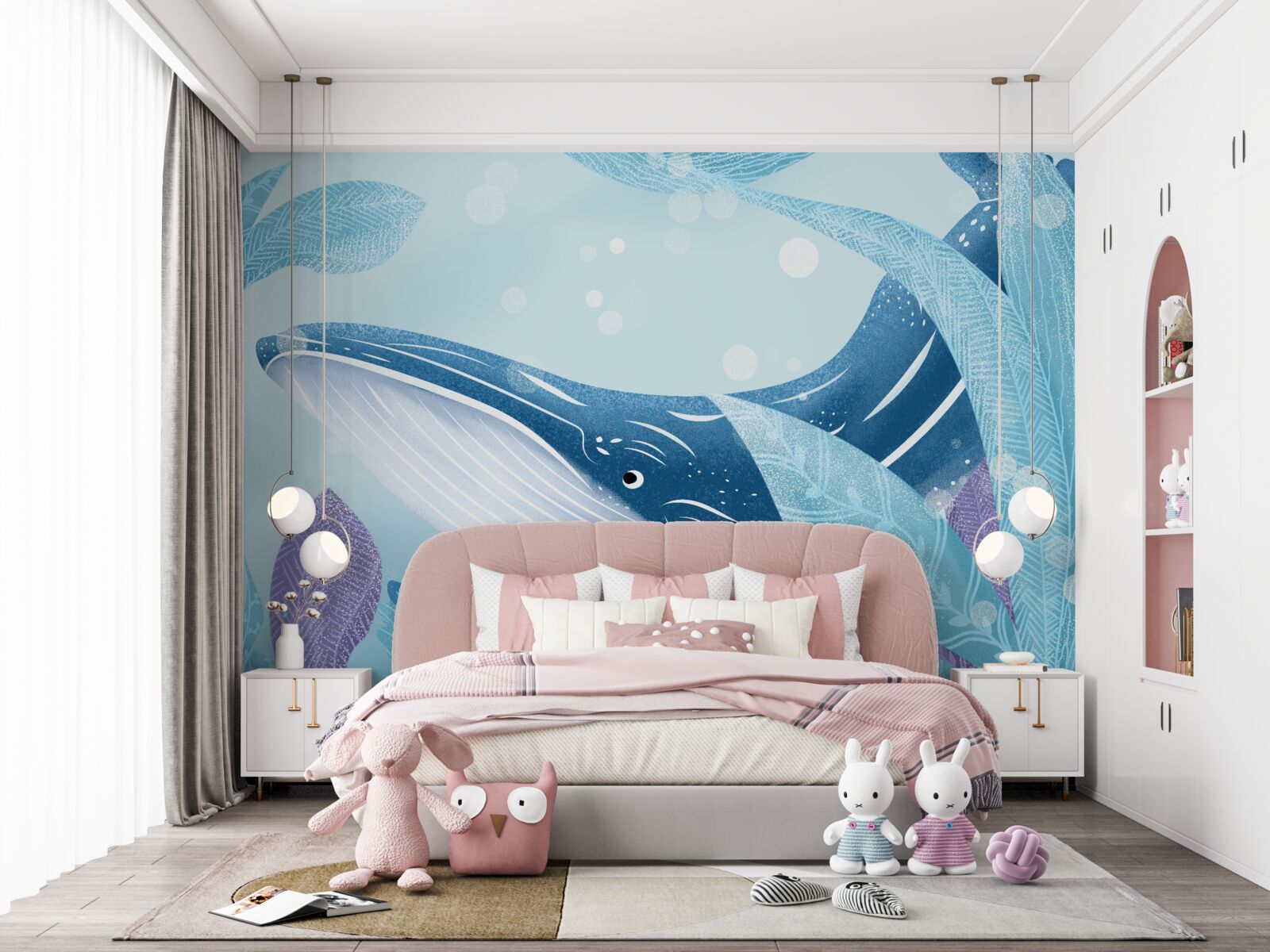 Фотошпалери величезний кашалот ховається в листі