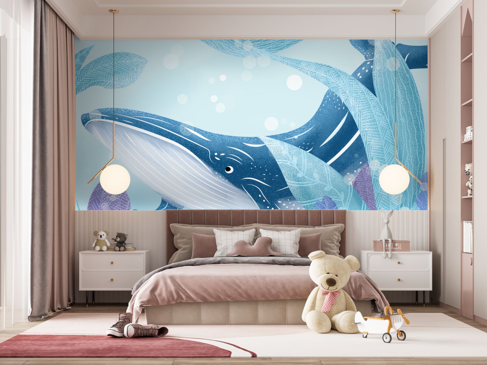 Фотошпалери величезний кашалот ховається в листі